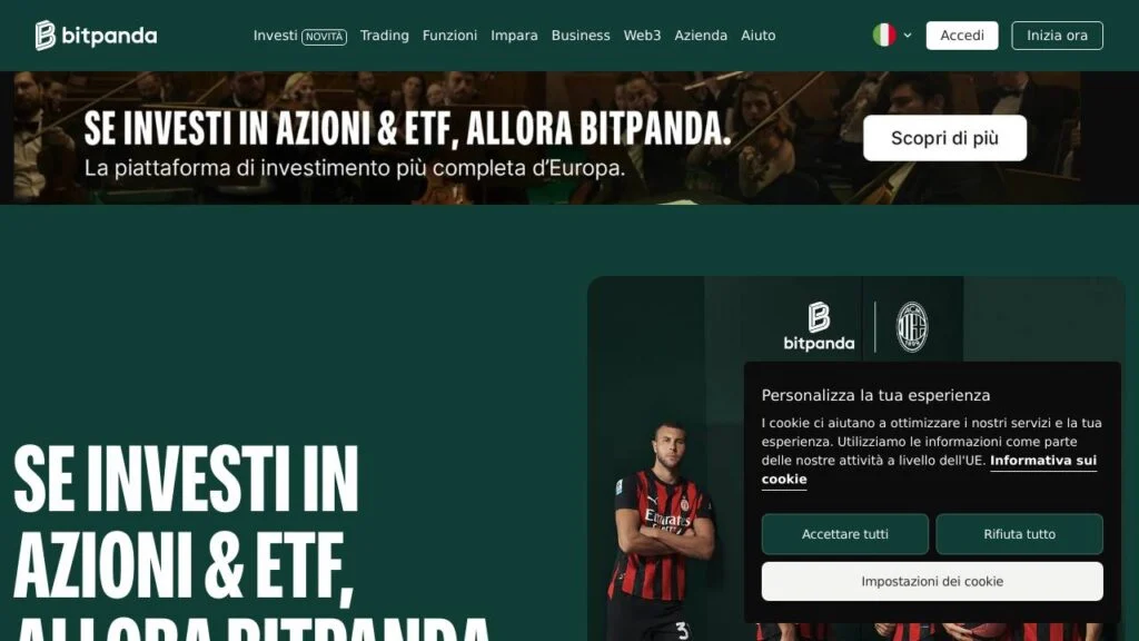 Schermata del sito di Bitpanda