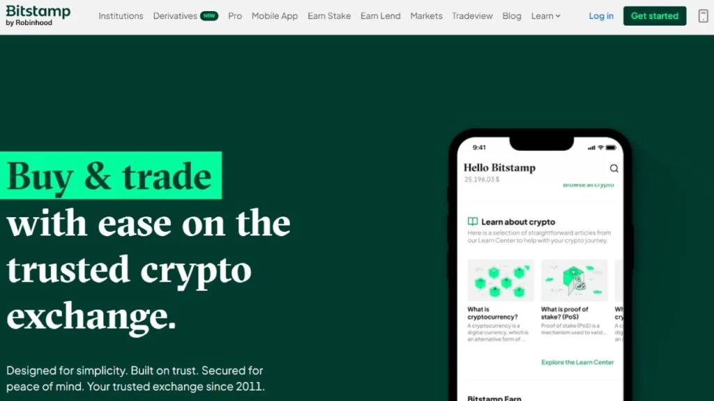 Schermata del sito di Bitstamp