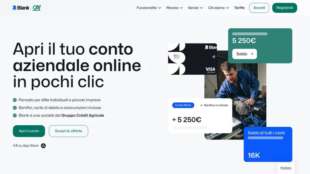 Schermata del sito di Blank Completa