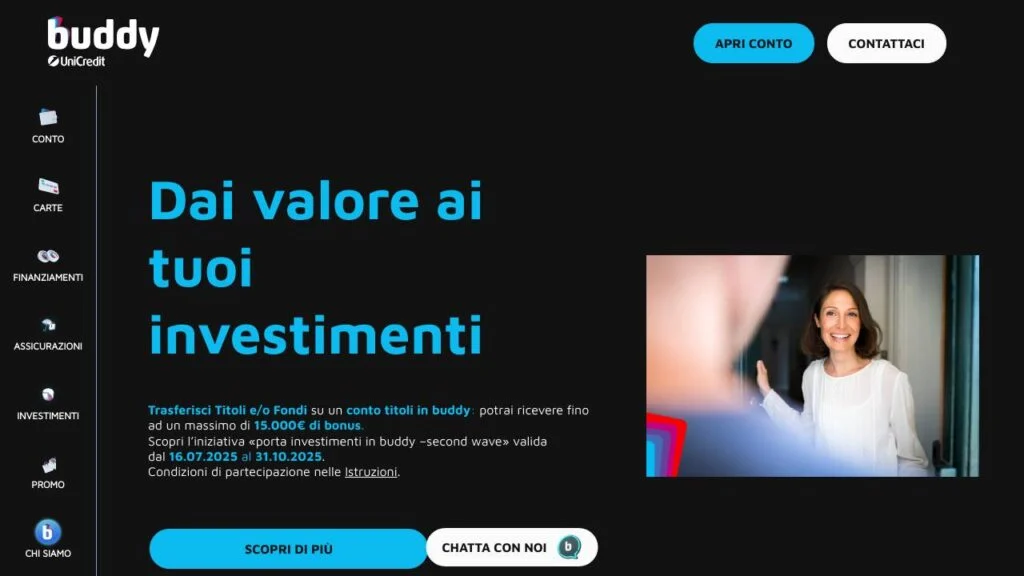 Schermata del sito di Buddy Unicredit