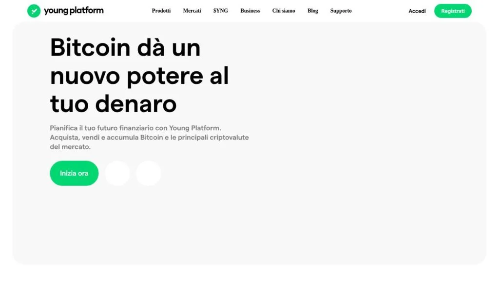 Schermata del sito di Carta Young Platform