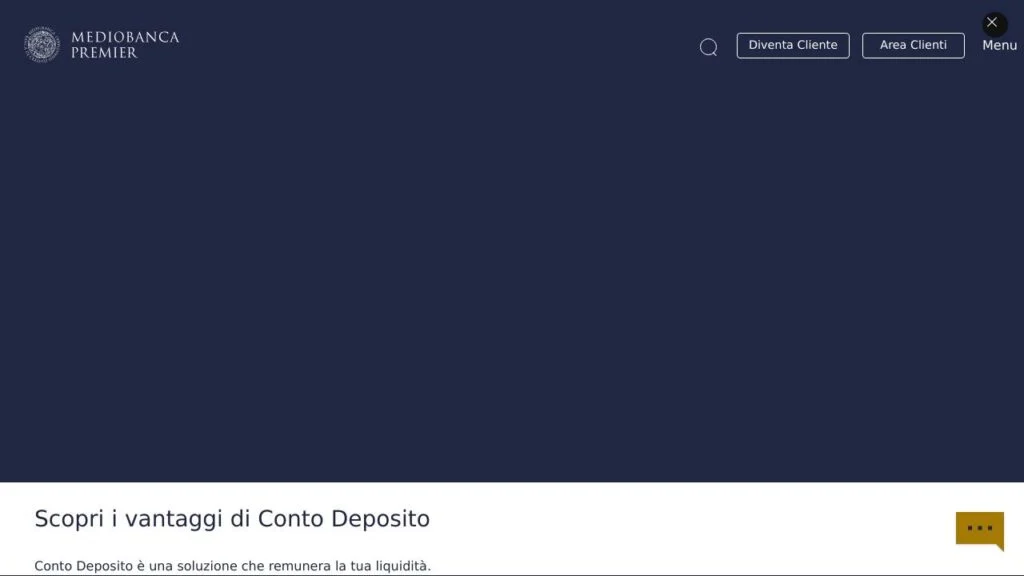 Schermata del sito di Conto deposito Mediobanca Premier
