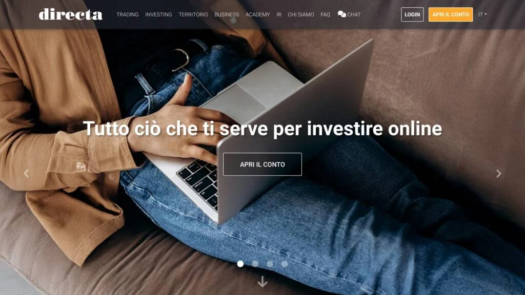 Schermata del sito di Directa