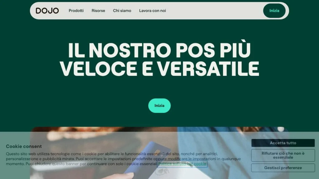 Schermata del sito di POS Dojo Go