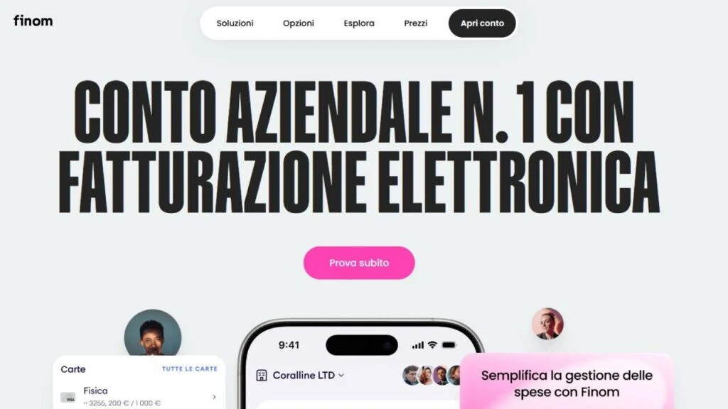 Schermata del sito di Finom Solo