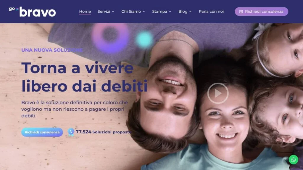 Schermata del sito di Go Bravo