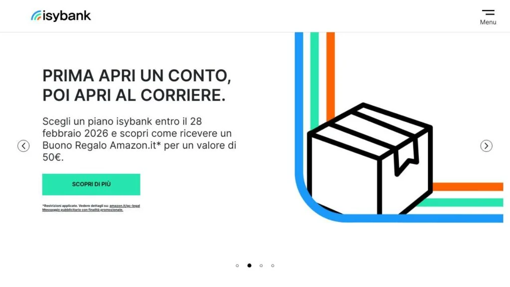 Schermata del sito di isybank