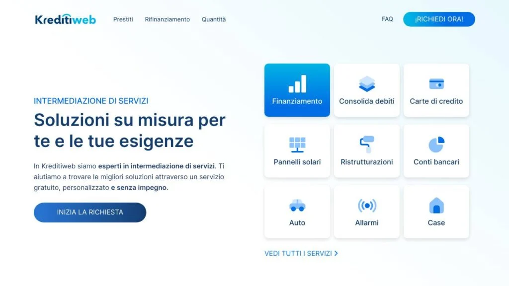 Schermata del sito di Kreditiweb