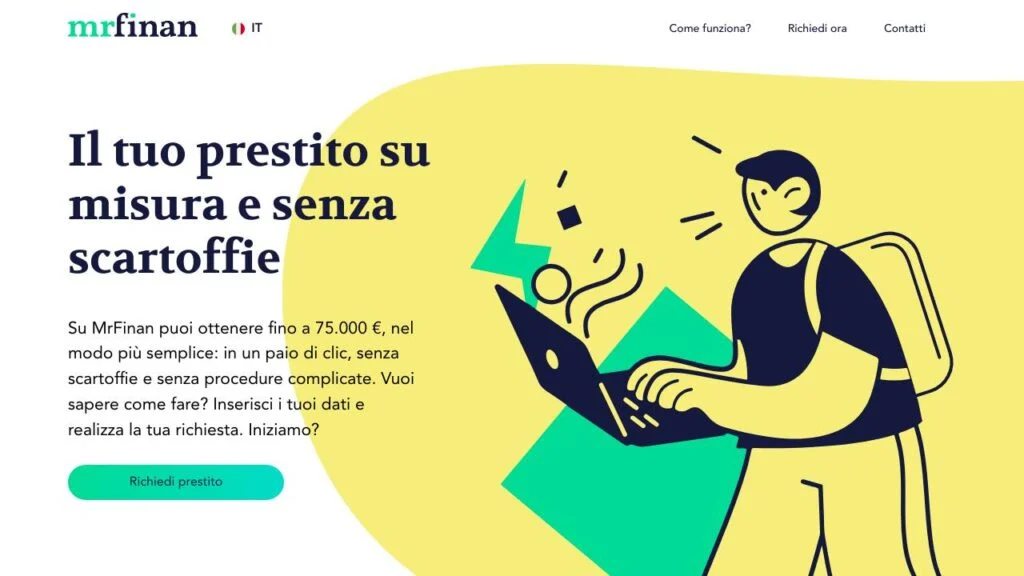 Schermata del sito di Mr. Finan