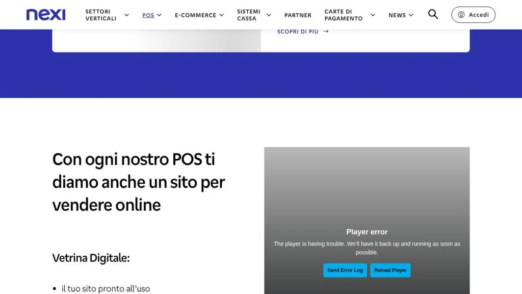 Schermata del sito di Nexi SmartPOS Mini
