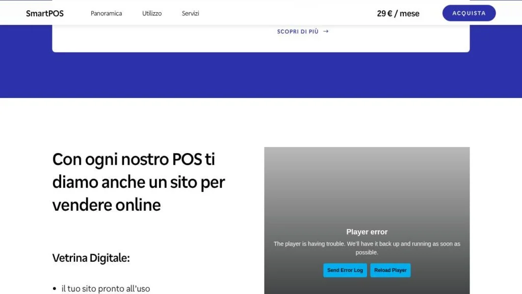 Schermata del sito di Nexi SmartPOS