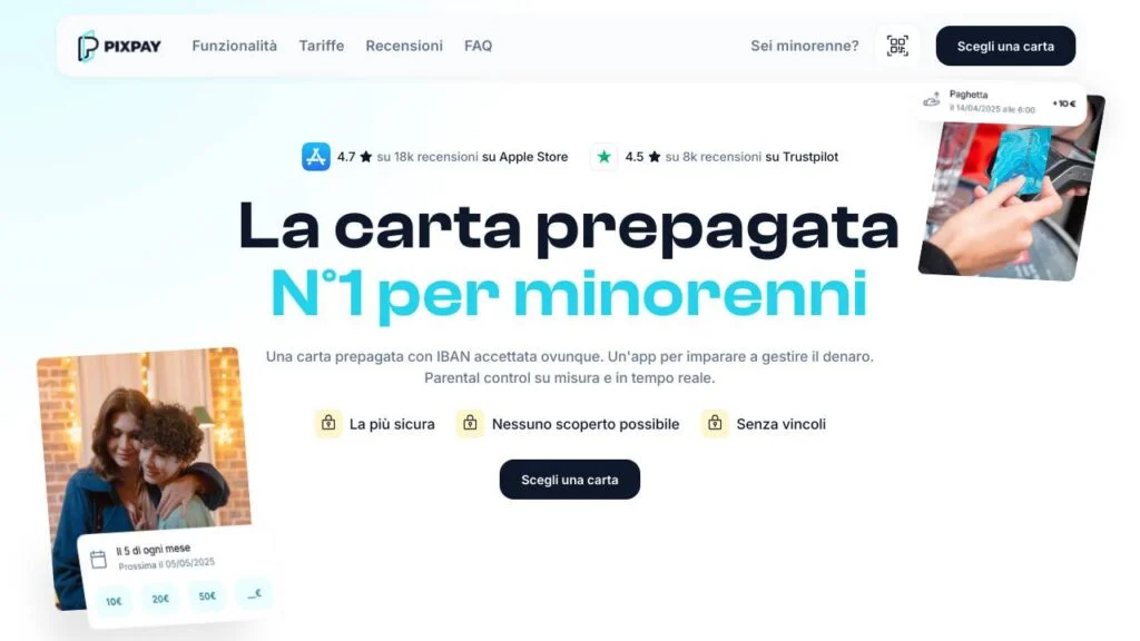 Schermata del sito di Pixpay