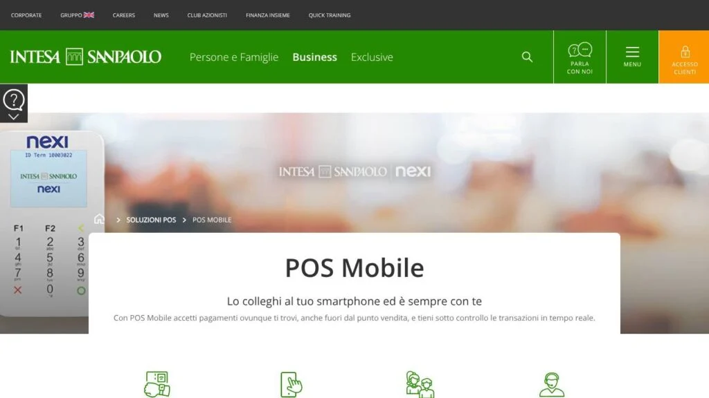 Schermata del sito di POS Intesa Sanpaolo