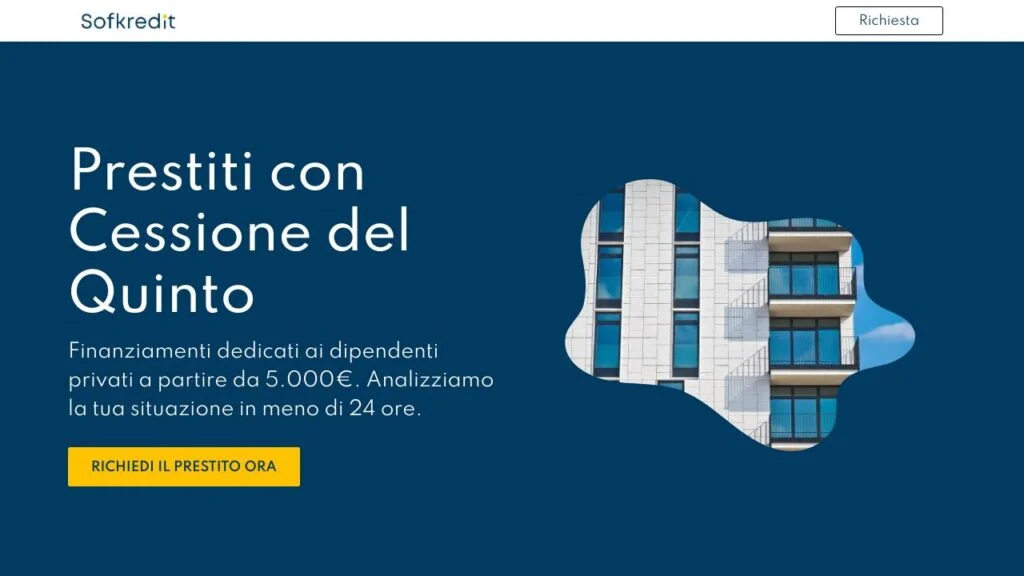 Schermata del sito di Sofkredit