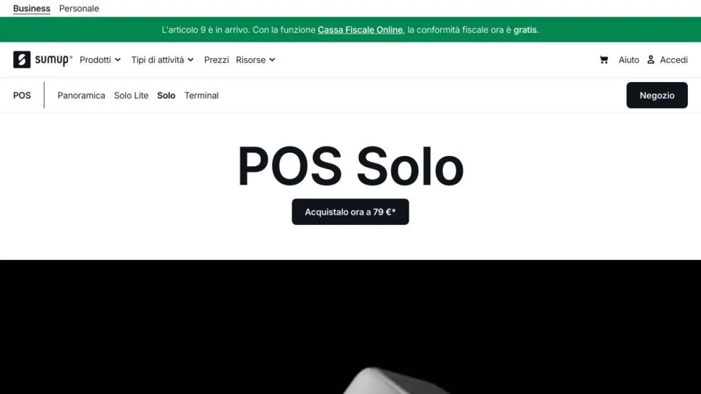 Schermata del sito di SumUp Solo