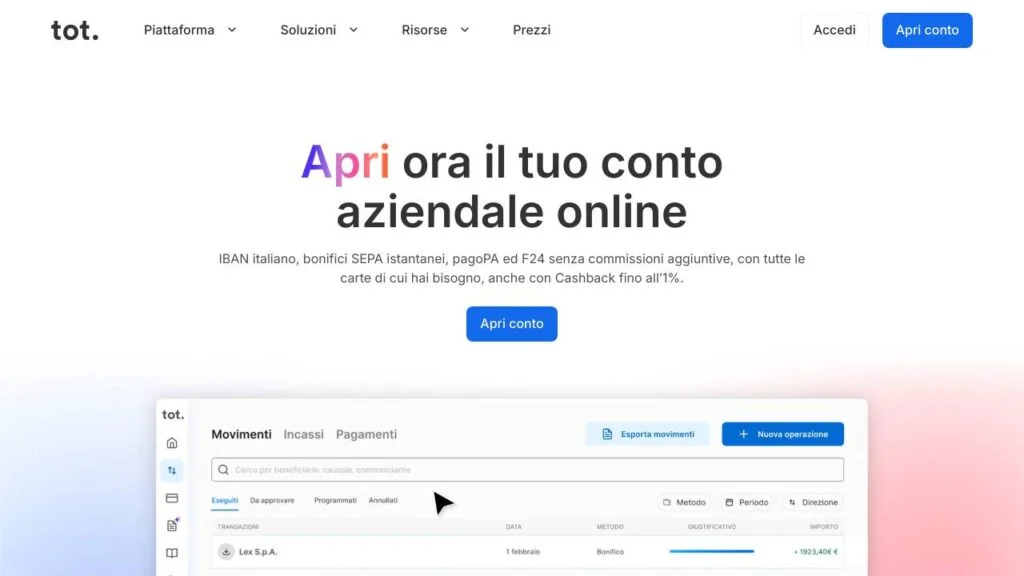 Schermata del sito di Tot XLarge