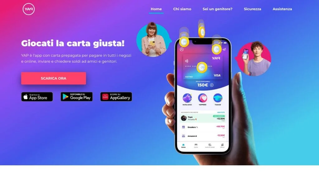 Schermata del sito di YAP