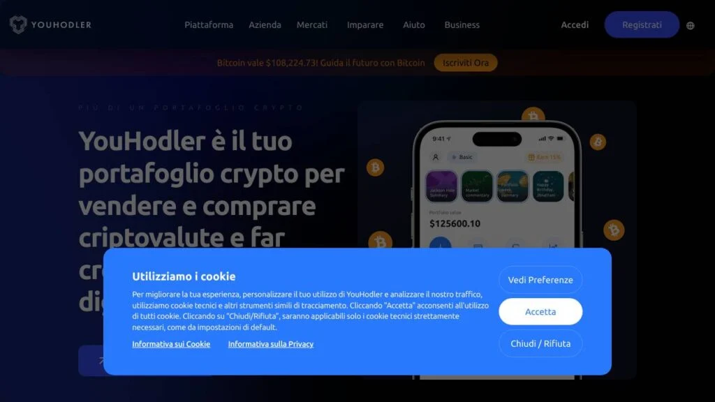 Schermata del sito di YouHodler